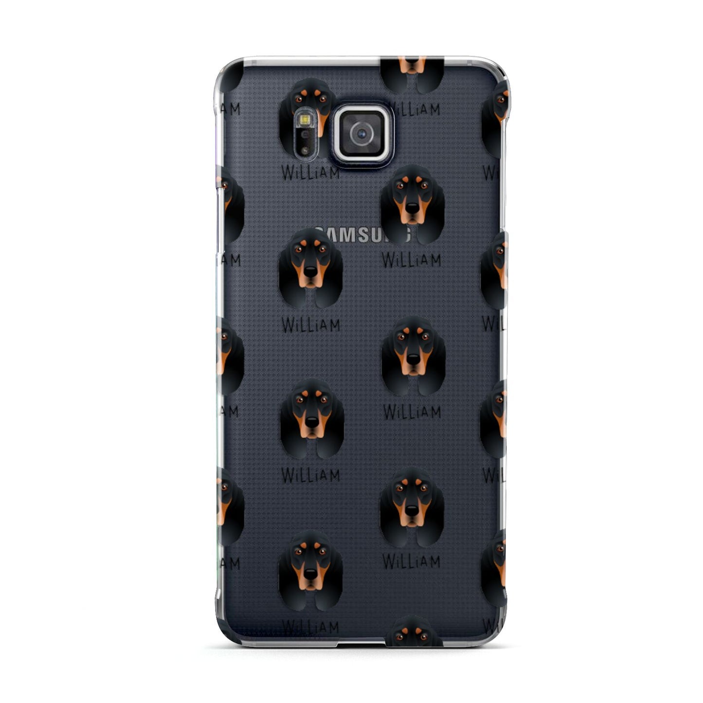 Black and Tan Coonhound Icon with Name Samsung Galaxy Alpha Case