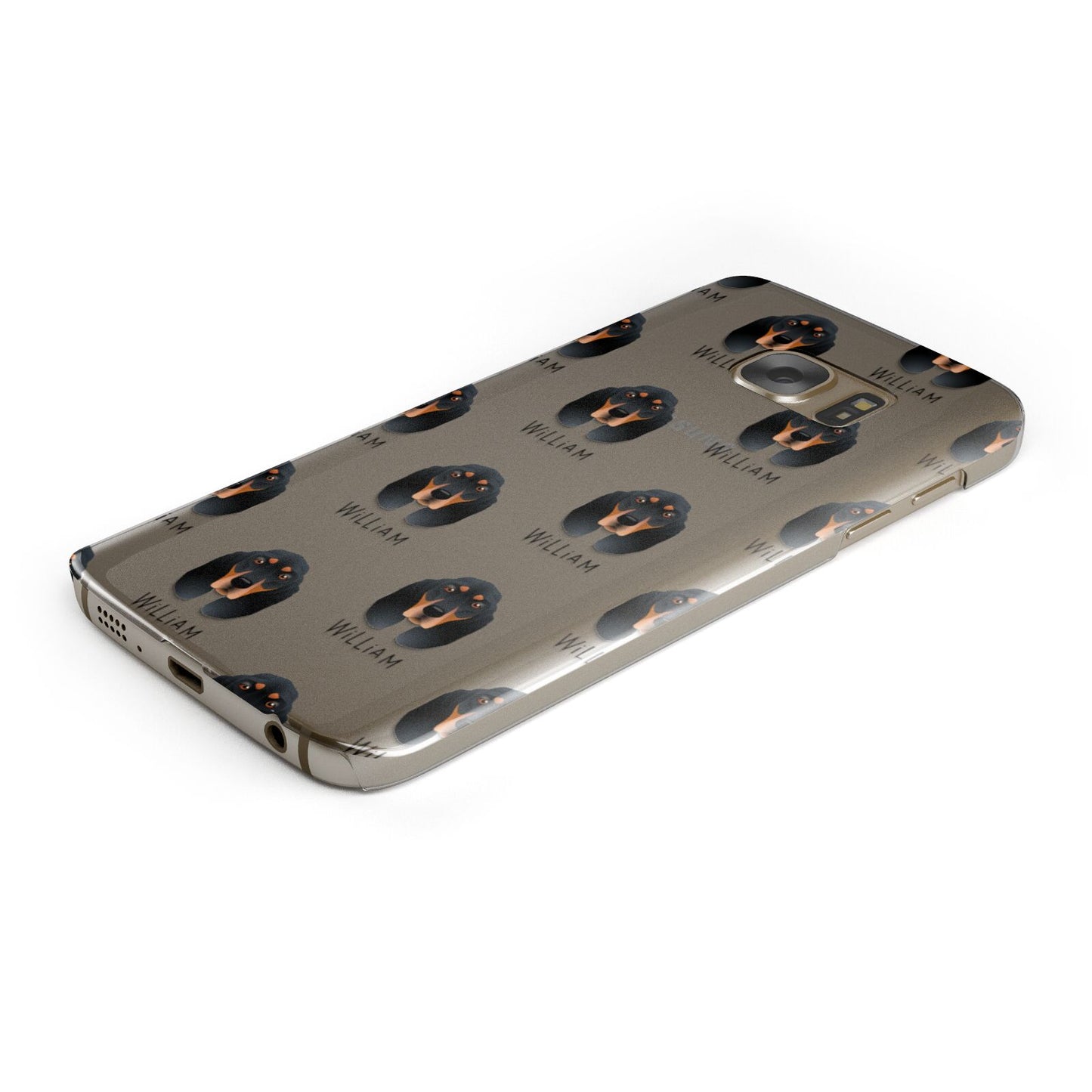 Black and Tan Coonhound Icon with Name Samsung Galaxy Case Bottom Cutout