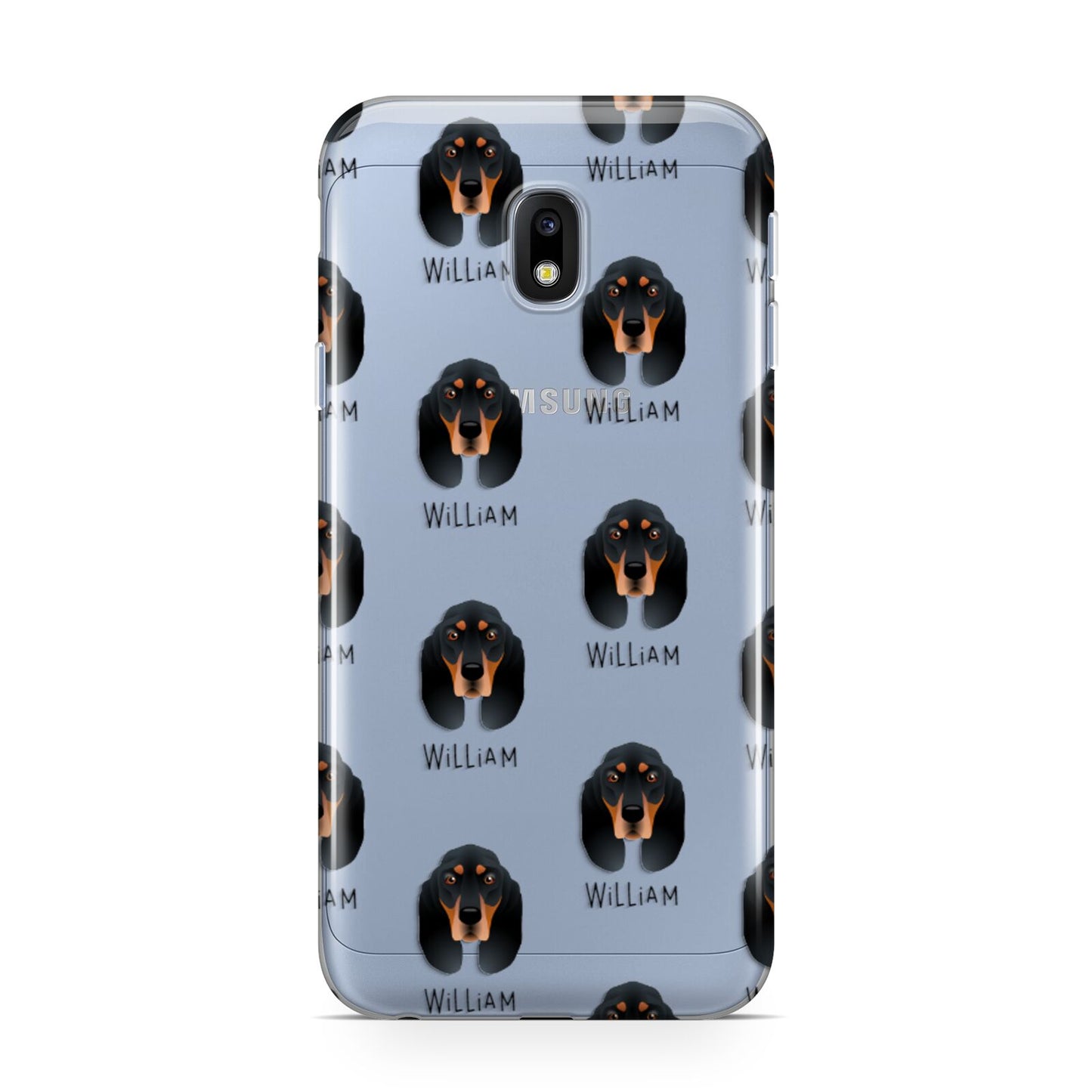 Black and Tan Coonhound Icon with Name Samsung Galaxy J3 2017 Case