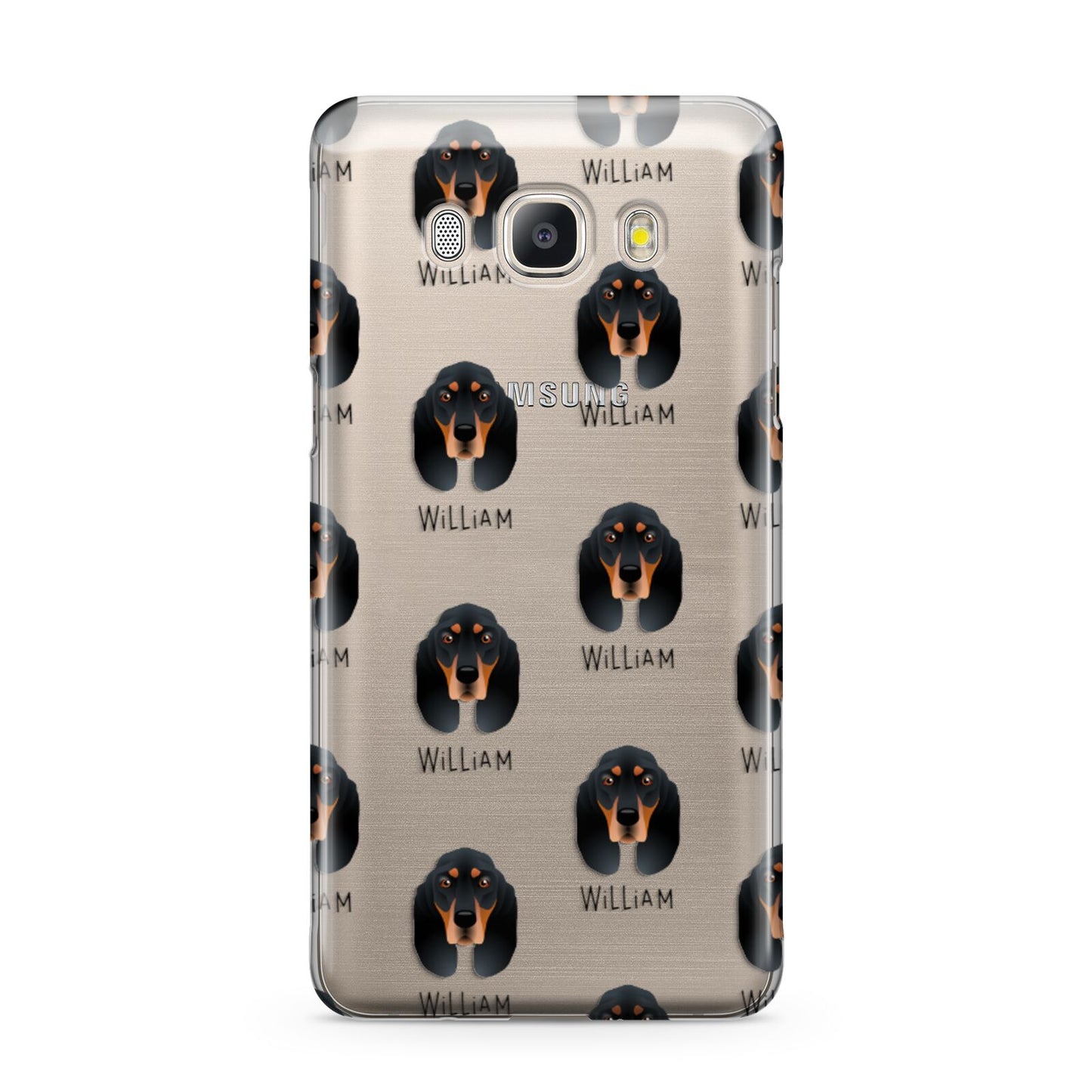 Black and Tan Coonhound Icon with Name Samsung Galaxy J5 2016 Case