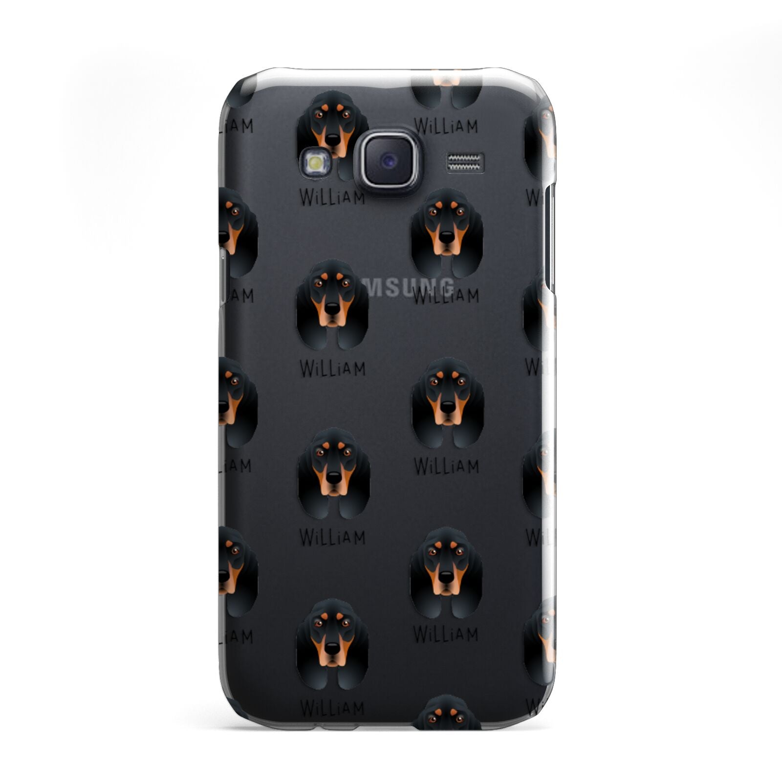 Black and Tan Coonhound Icon with Name Samsung Galaxy J5 Case