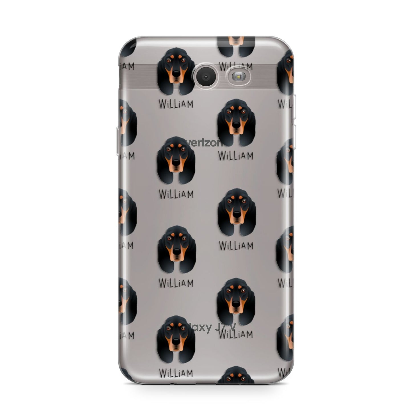 Black and Tan Coonhound Icon with Name Samsung Galaxy J7 2017 Case