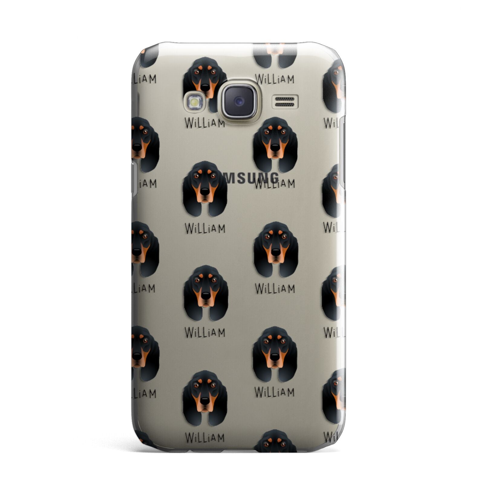 Black and Tan Coonhound Icon with Name Samsung Galaxy J7 Case