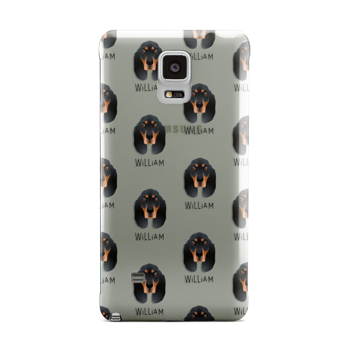 Black and Tan Coonhound Icon with Name Samsung Galaxy Note 4 Case