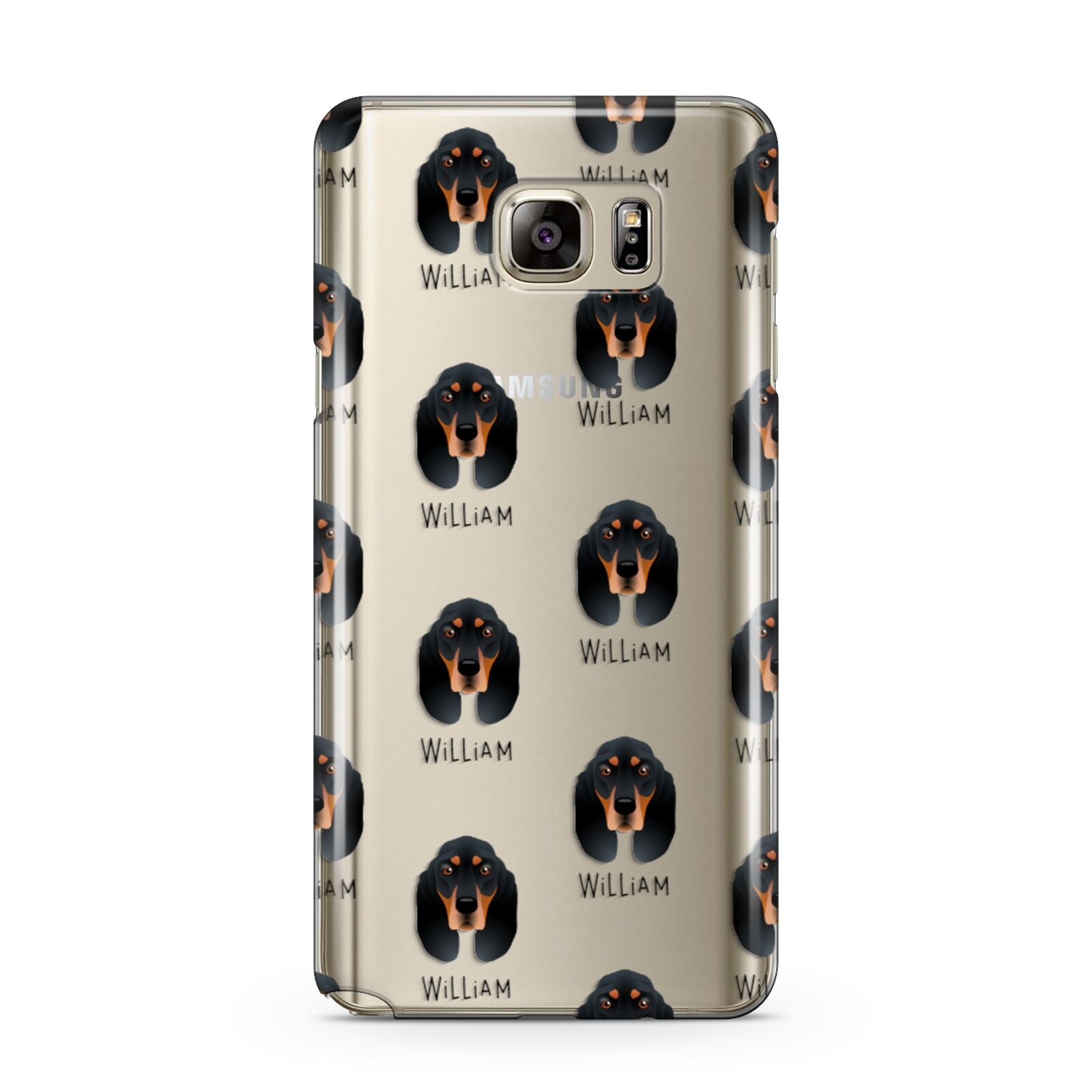 Black and Tan Coonhound Icon with Name Samsung Galaxy Note 5 Case