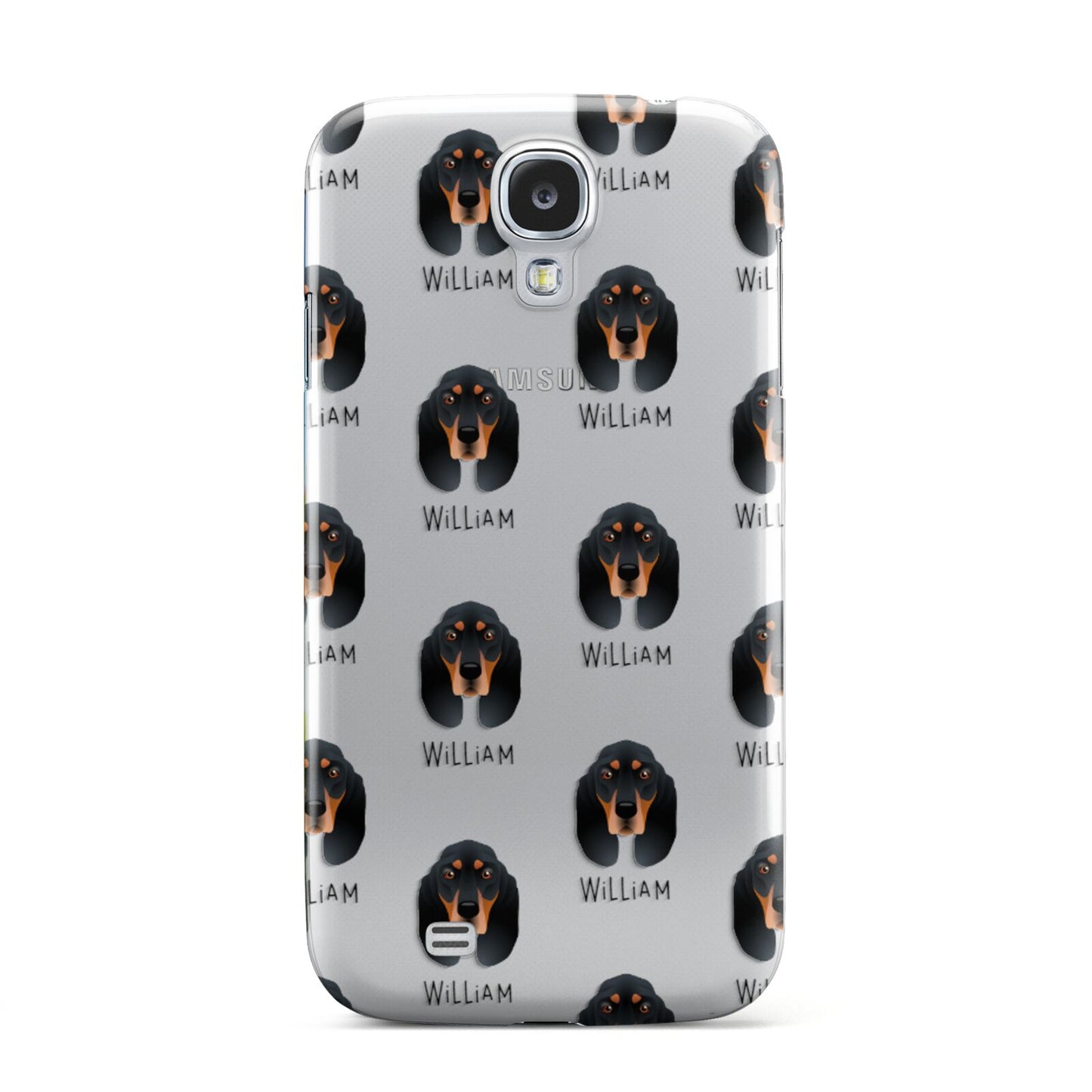 Black and Tan Coonhound Icon with Name Samsung Galaxy S4 Case
