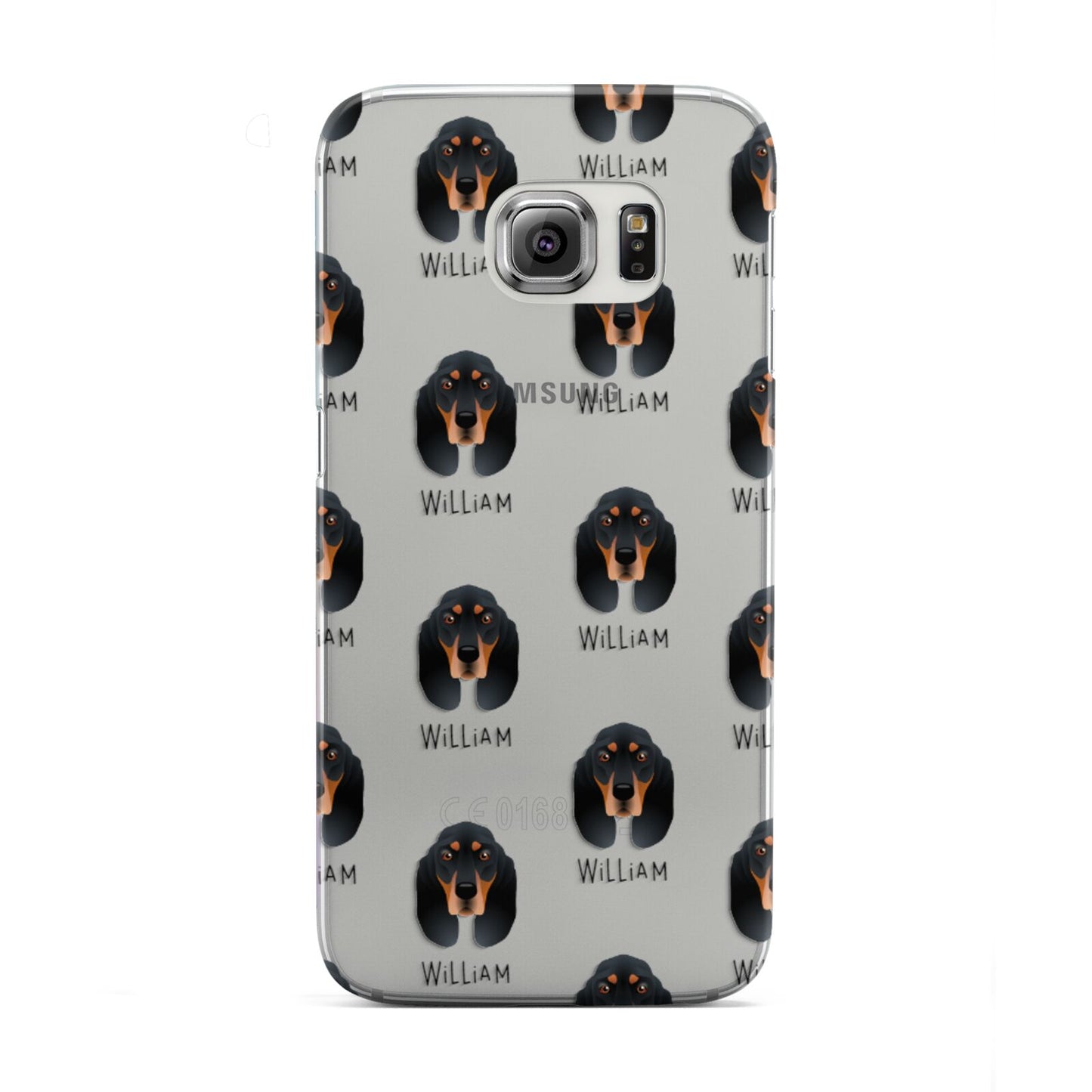 Black and Tan Coonhound Icon with Name Samsung Galaxy S6 Edge Case