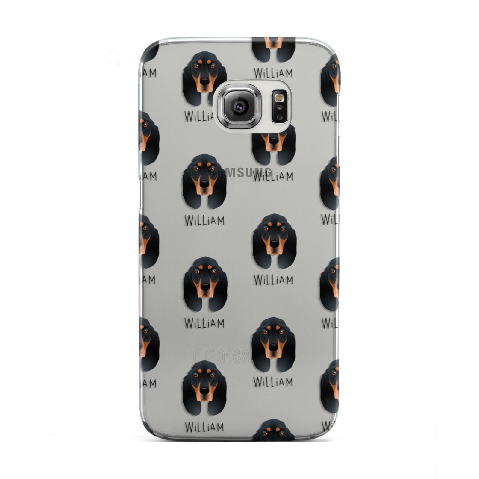 Black and Tan Coonhound Icon with Name Samsung Galaxy S6 Edge Case
