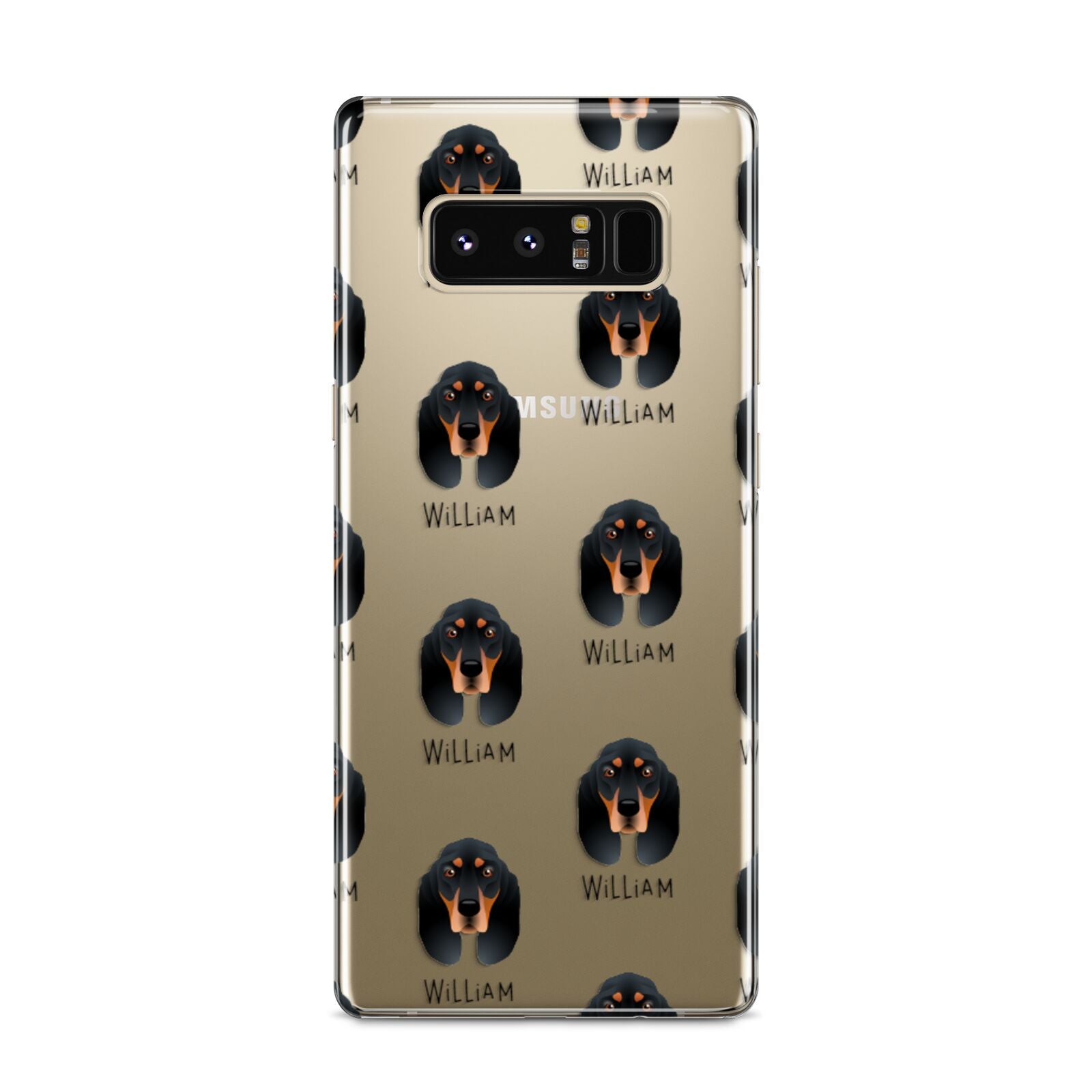 Black and Tan Coonhound Icon with Name Samsung Galaxy S8 Case