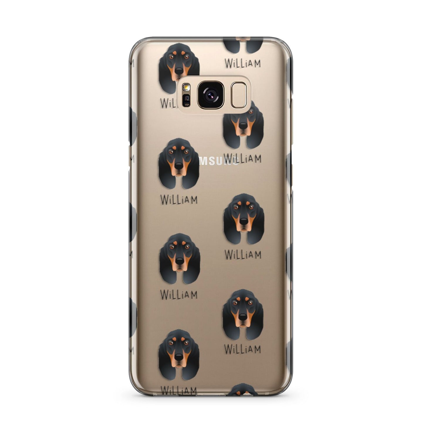 Black and Tan Coonhound Icon with Name Samsung Galaxy S8 Plus Case