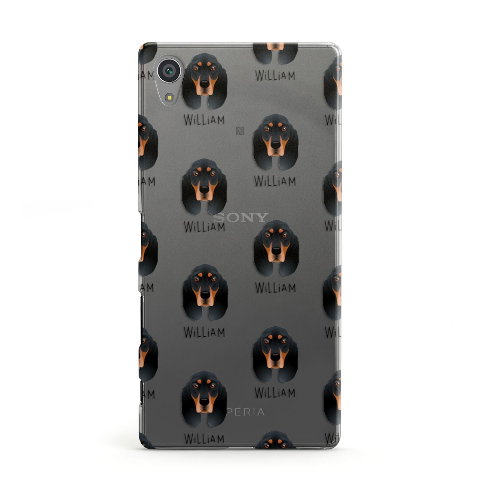 Black and Tan Coonhound Icon with Name Sony Xperia Case