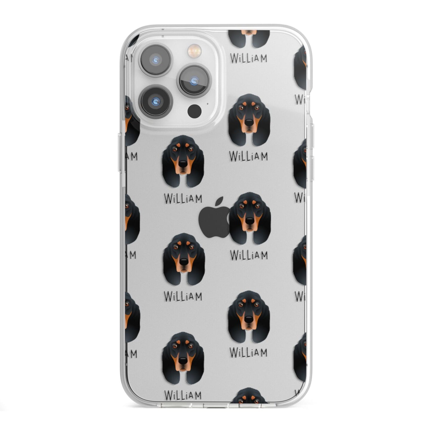 Black and Tan Coonhound Icon with Name iPhone 13 Pro Max TPU Impact Case with White Edges