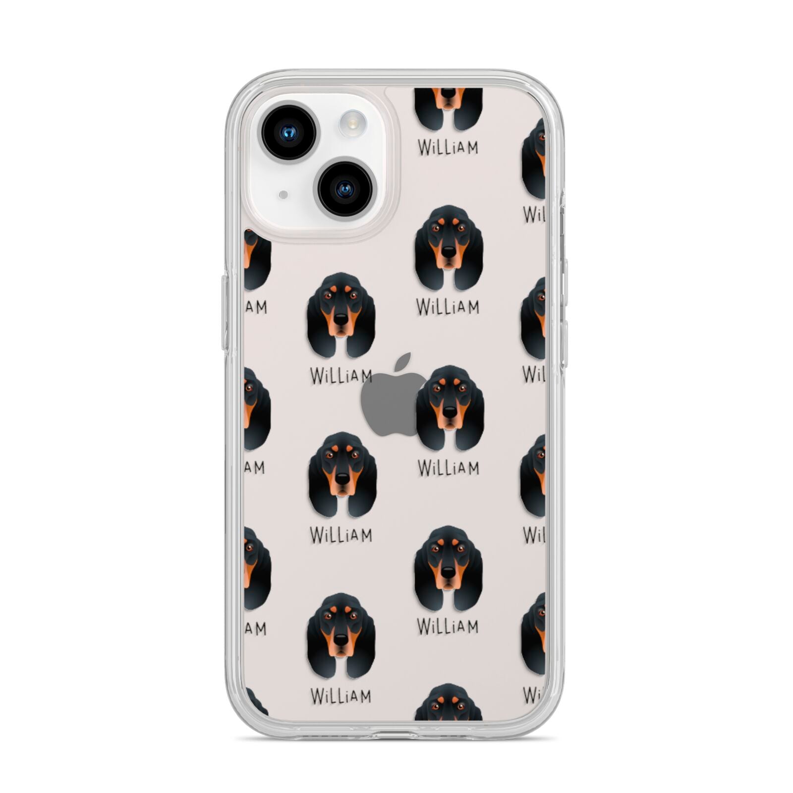 Black and Tan Coonhound Icon with Name iPhone 14 Clear Tough Case Starlight