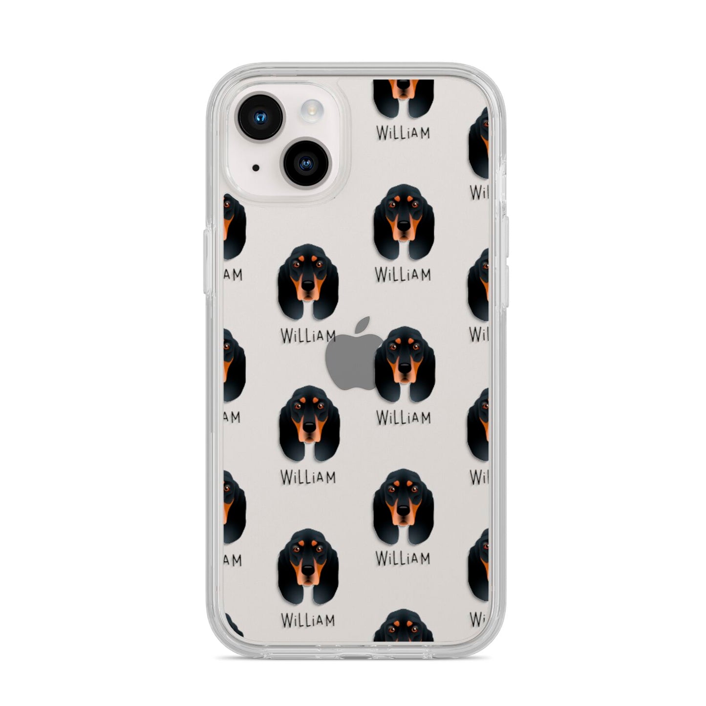 Black and Tan Coonhound Icon with Name iPhone 14 Plus Clear Tough Case Starlight