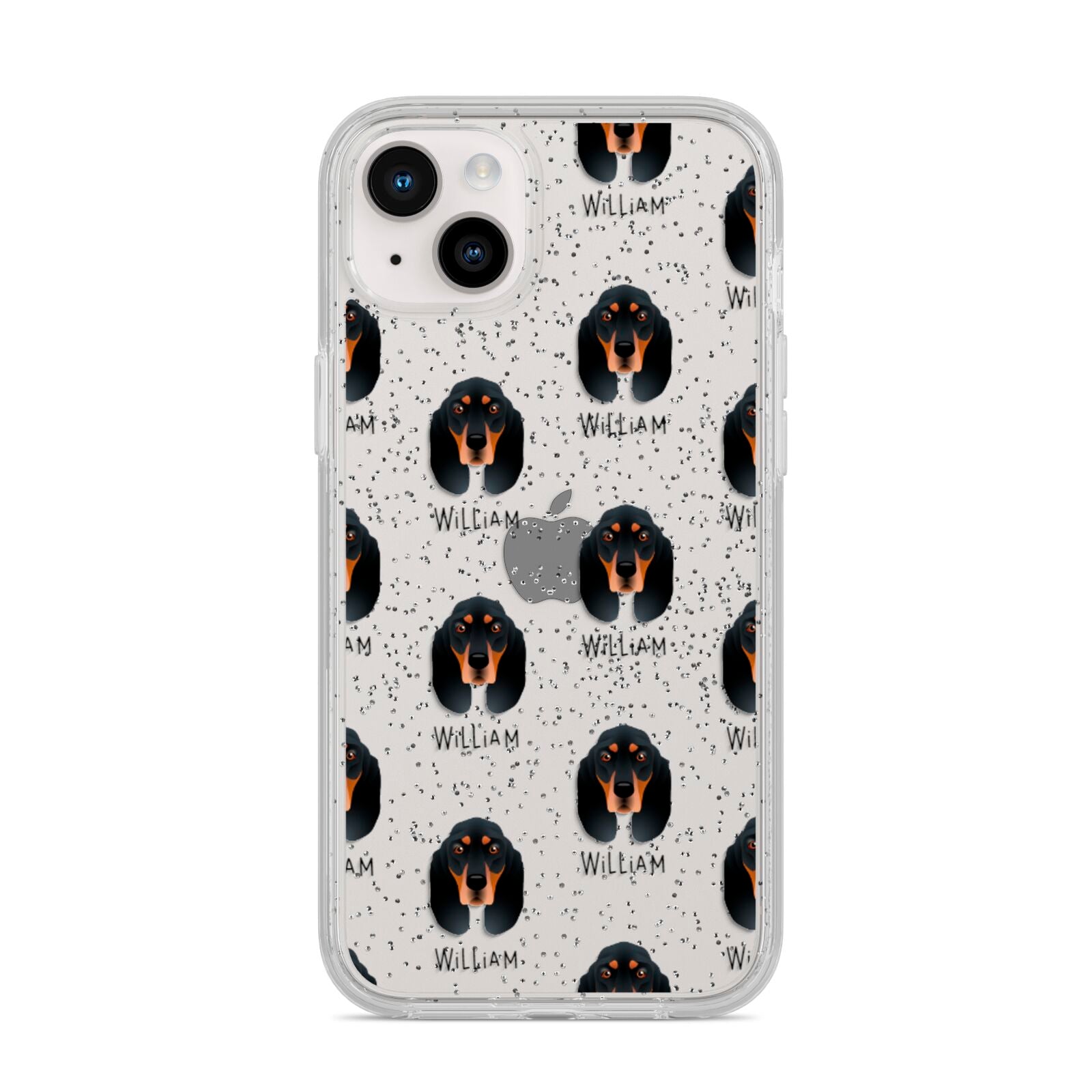 Black and Tan Coonhound Icon with Name iPhone 14 Plus Glitter Tough Case Starlight
