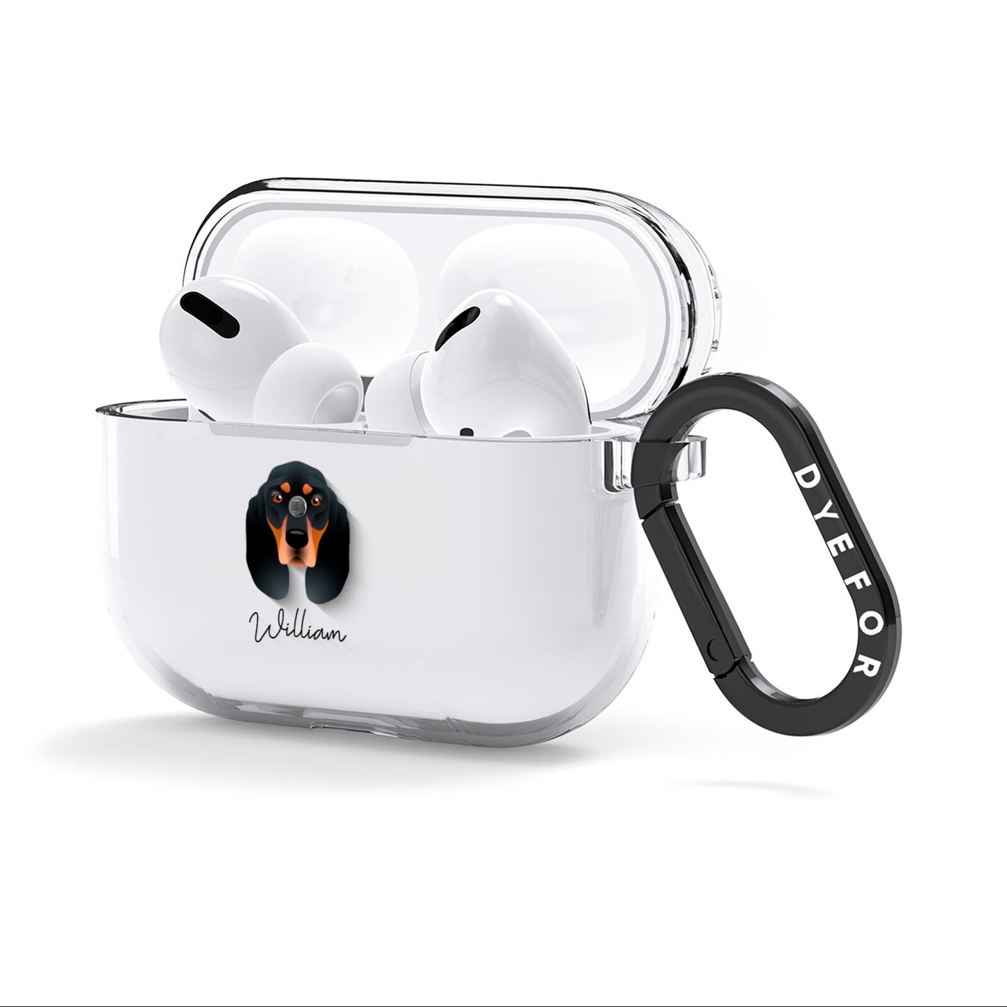 Black and Tan Coonhound Personalised AirPods Clear Case 3rd Gen Side Image