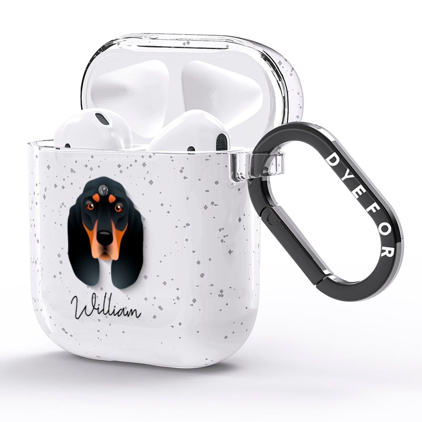 Black and Tan Coonhound Personalised AirPods Glitter Case Side Image