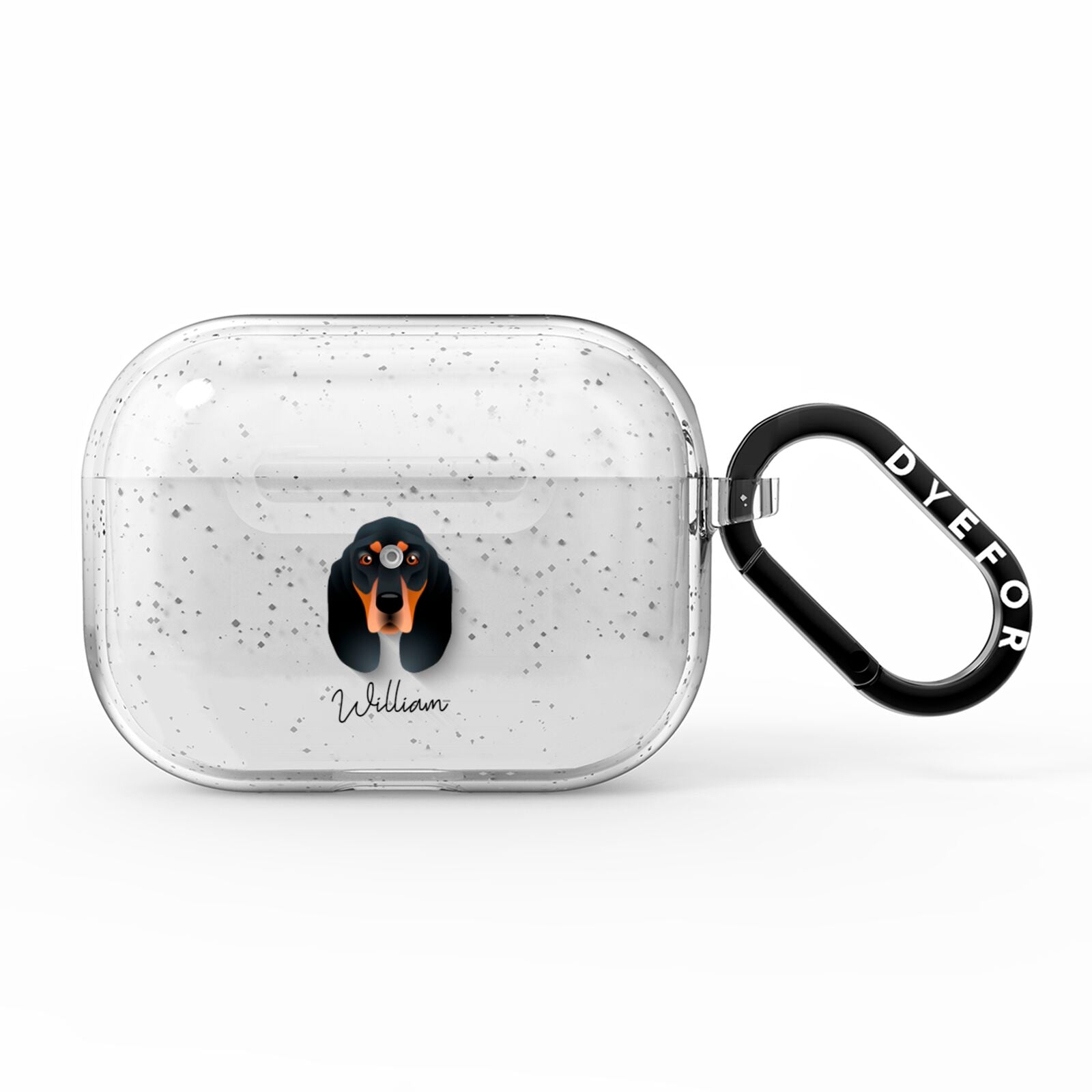 Black and Tan Coonhound Personalised AirPods Pro Glitter Case