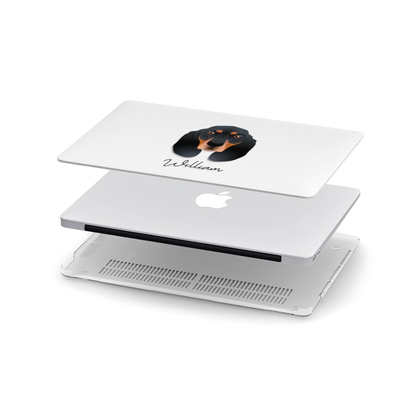 Black and Tan Coonhound Personalised Apple MacBook Case in Detail