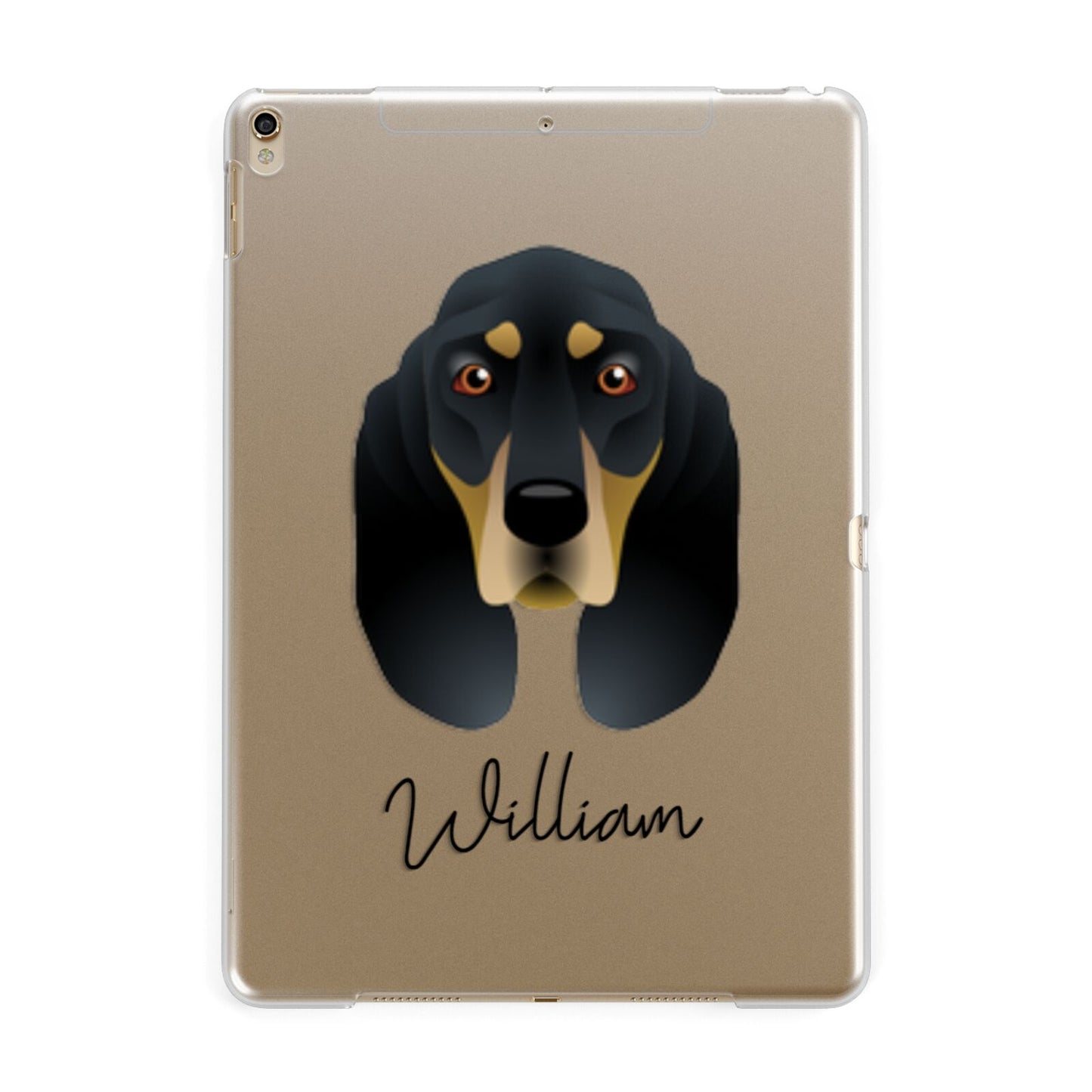 Black and Tan Coonhound Personalised Apple iPad Gold Case