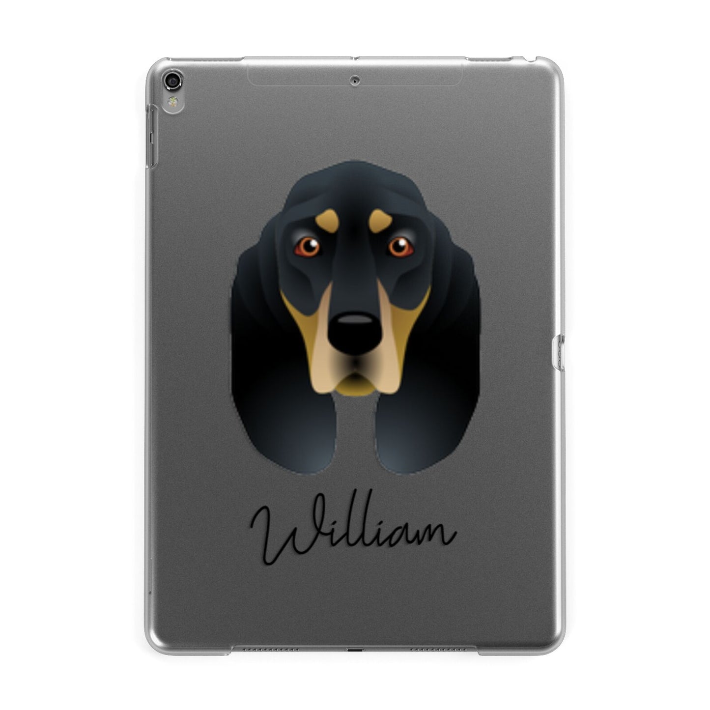 Black and Tan Coonhound Personalised Apple iPad Grey Case