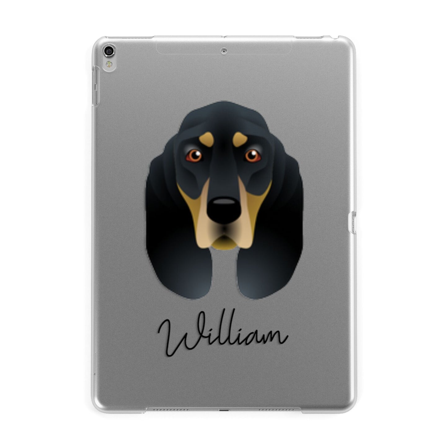Black and Tan Coonhound Personalised Apple iPad Silver Case