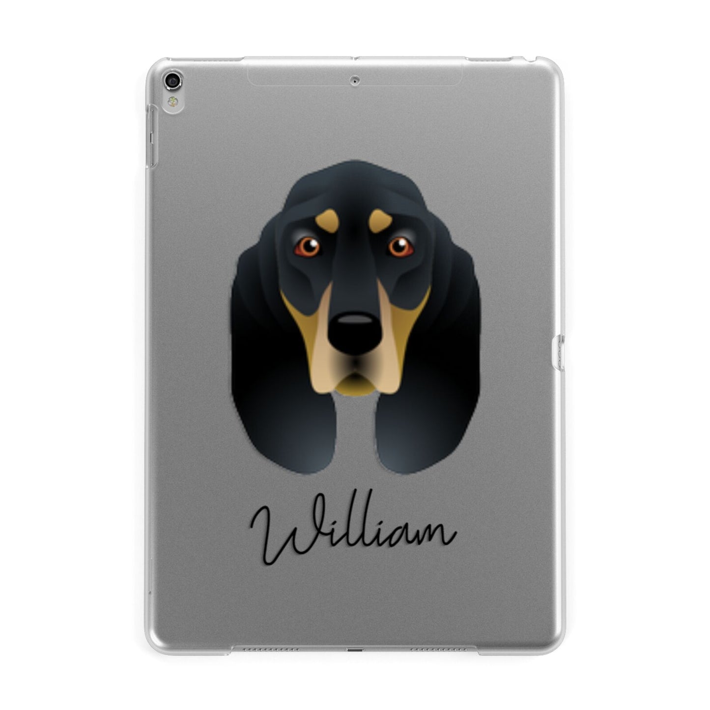 Black and Tan Coonhound Personalised Apple iPad Silver Case