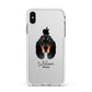 Black and Tan Coonhound Personalised Apple iPhone Xs Max Impact Case White Edge on Silver Phone