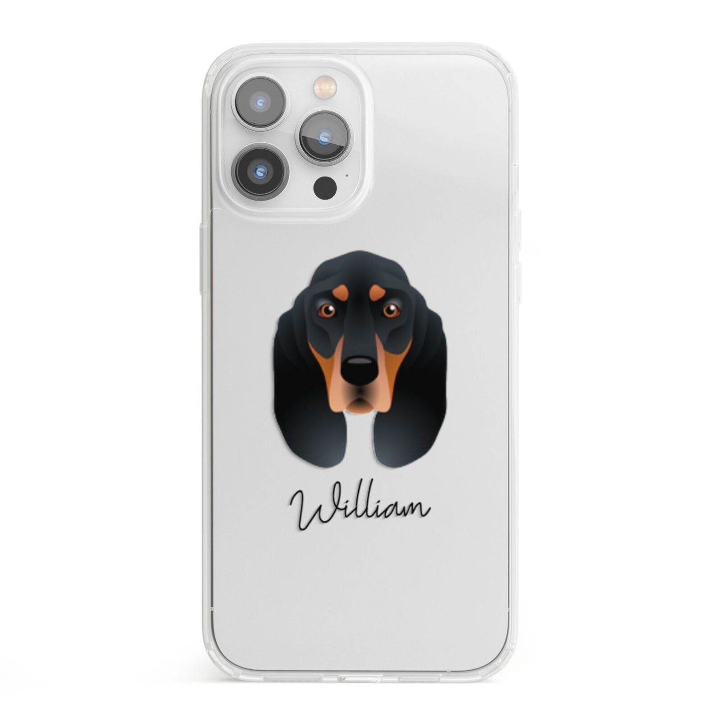 Black and Tan Coonhound Personalised iPhone 13 Pro Max Clear Bumper Case