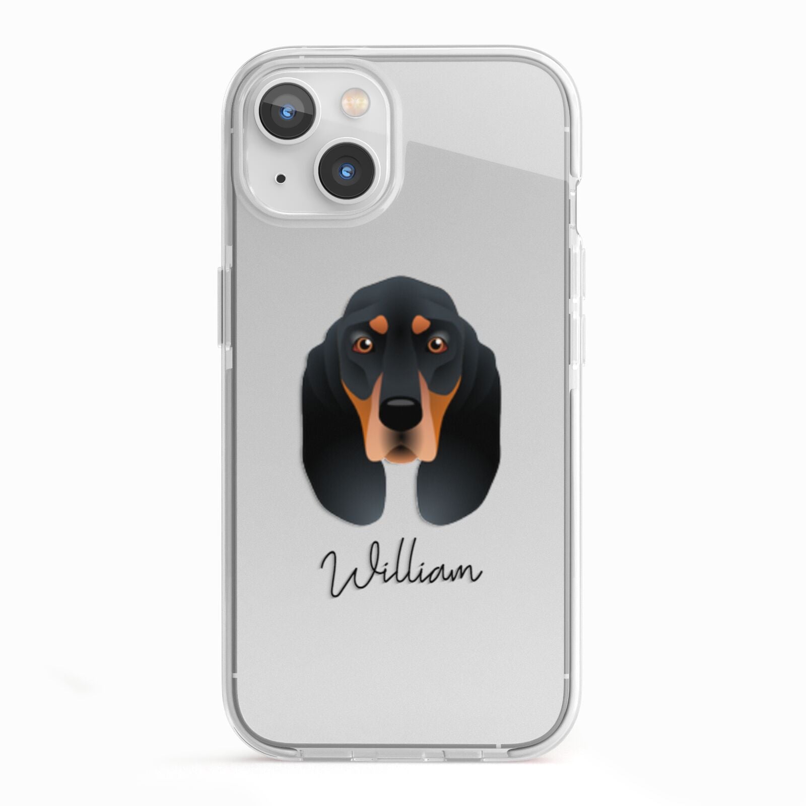 Black and Tan Coonhound Personalised iPhone 13 TPU Impact Case with White Edges