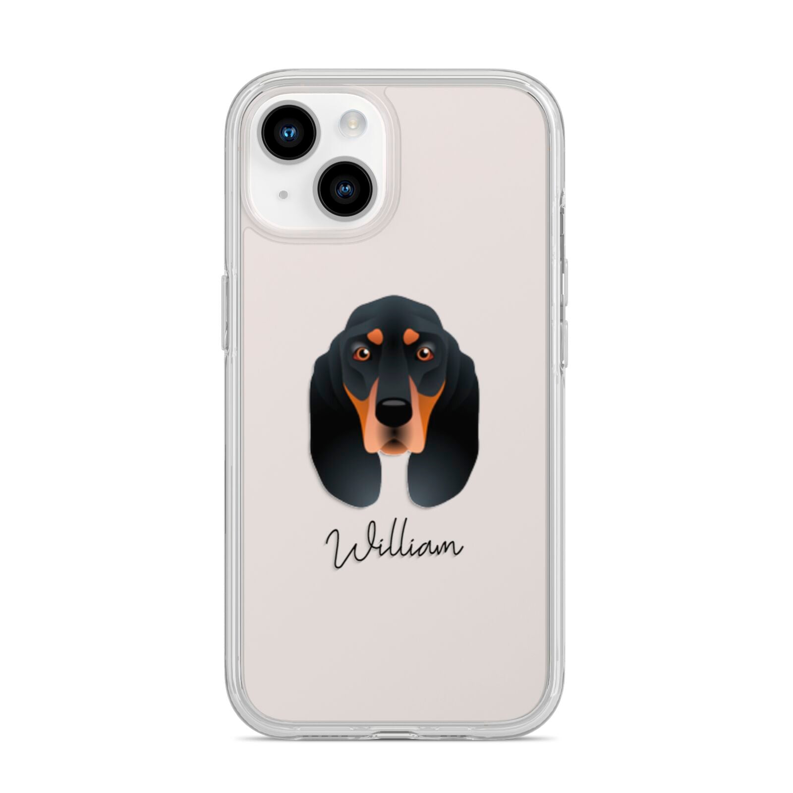 Black and Tan Coonhound Personalised iPhone 14 Clear Tough Case Starlight