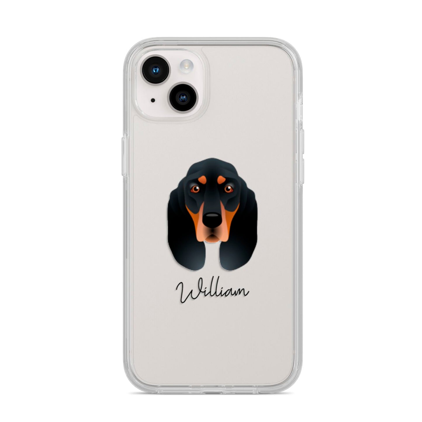 Black and Tan Coonhound Personalised iPhone 14 Plus Clear Tough Case Starlight