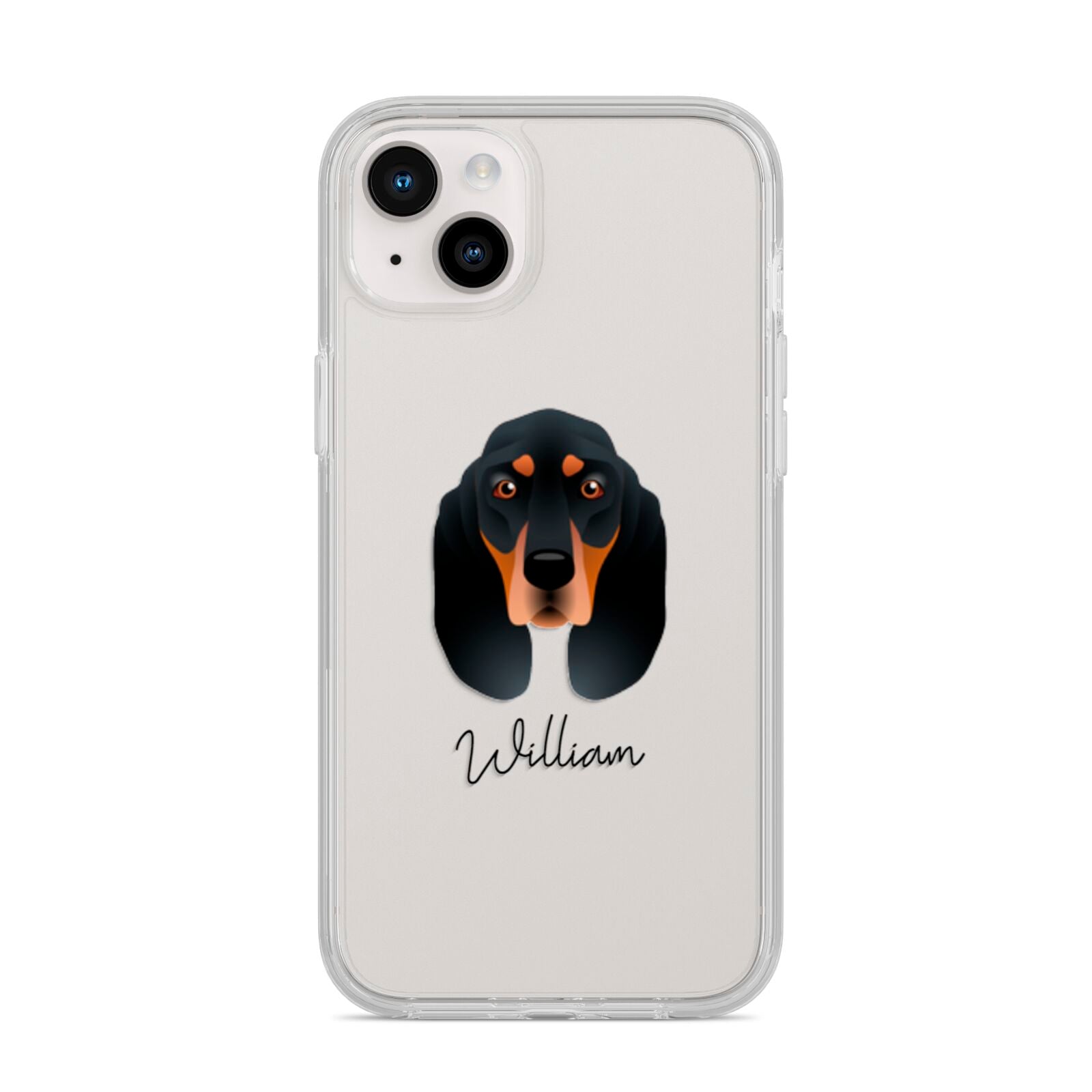 Black and Tan Coonhound Personalised iPhone 14 Plus Clear Tough Case Starlight
