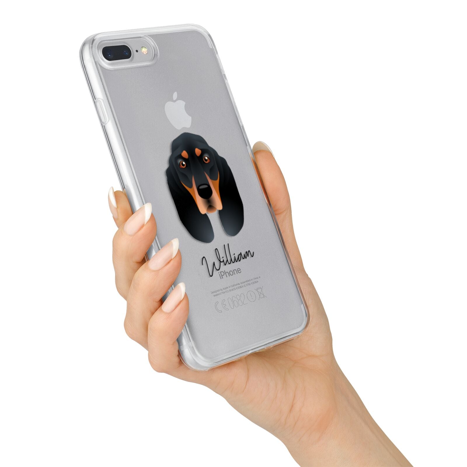 Black and Tan Coonhound Personalised iPhone 7 Plus Bumper Case on Silver iPhone Alternative Image