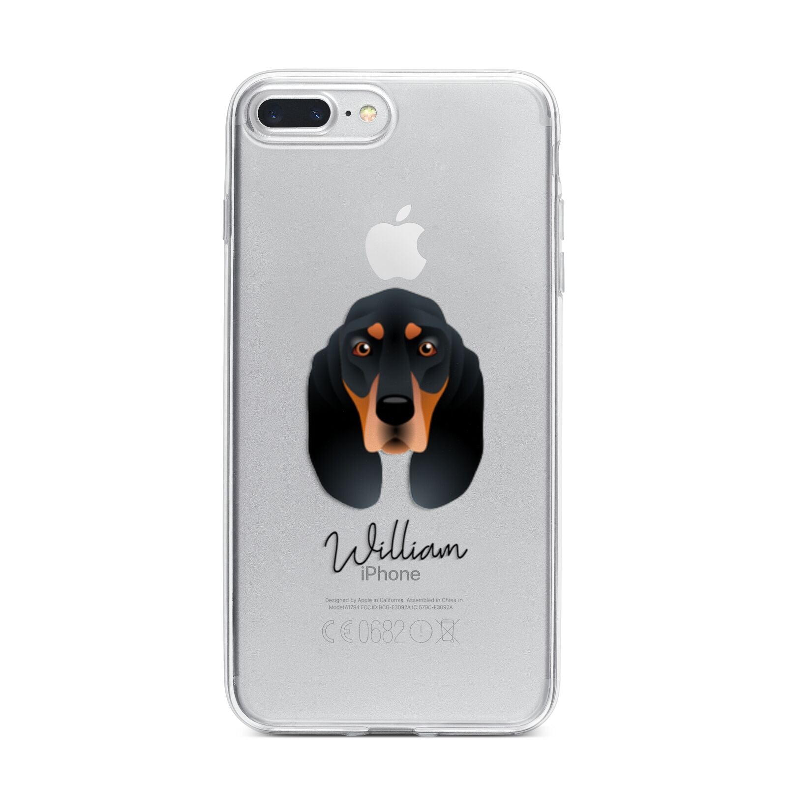 Black and Tan Coonhound Personalised iPhone 7 Plus Bumper Case on Silver iPhone