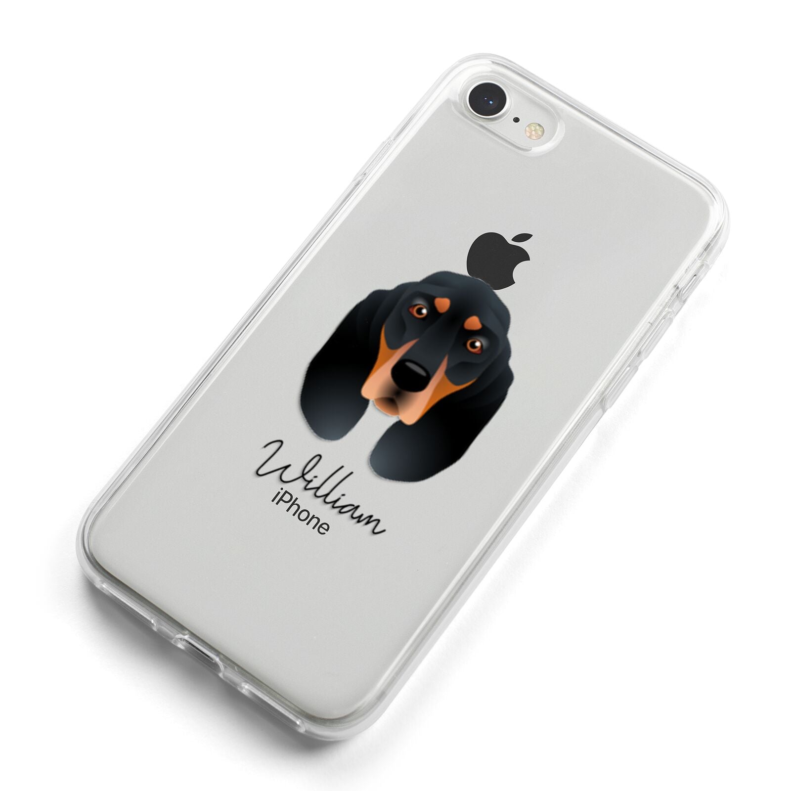 Black and Tan Coonhound Personalised iPhone 8 Bumper Case on Silver iPhone Alternative Image