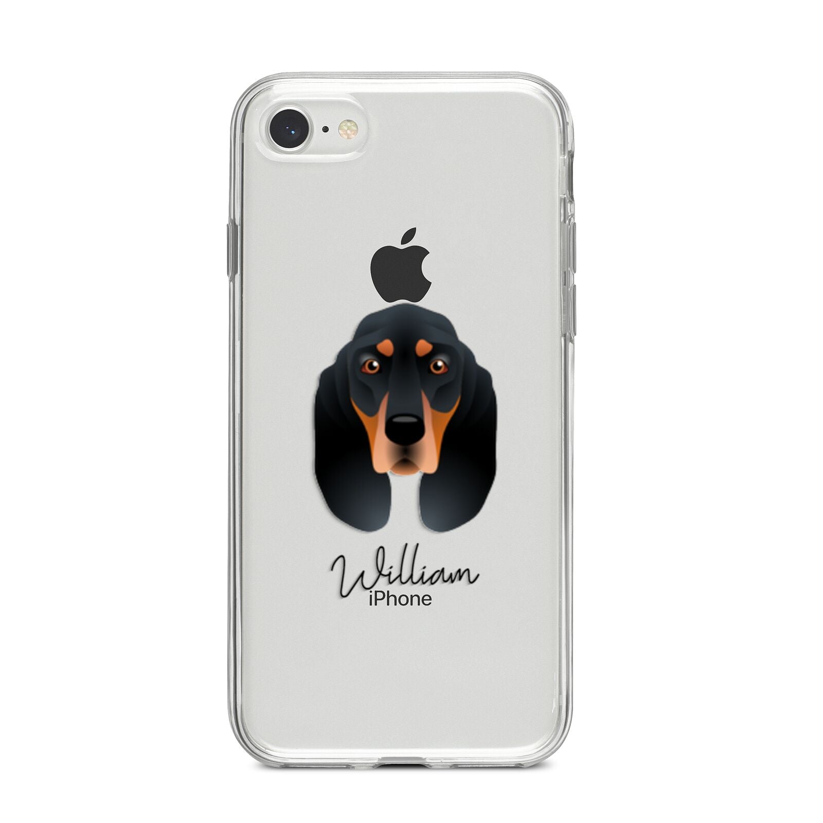 Black and Tan Coonhound Personalised iPhone 8 Bumper Case on Silver iPhone