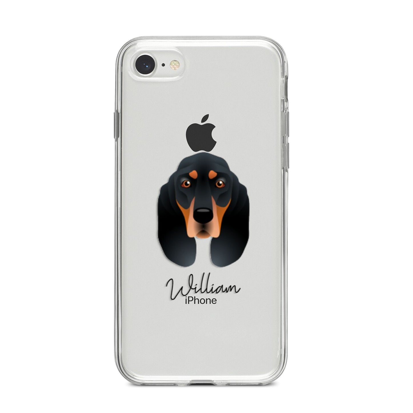 Black and Tan Coonhound Personalised iPhone 8 Bumper Case on Silver iPhone