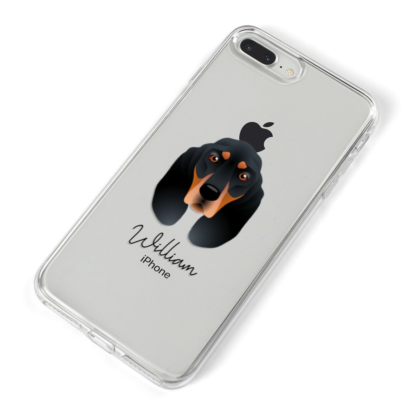 Black and Tan Coonhound Personalised iPhone 8 Plus Bumper Case on Silver iPhone Alternative Image