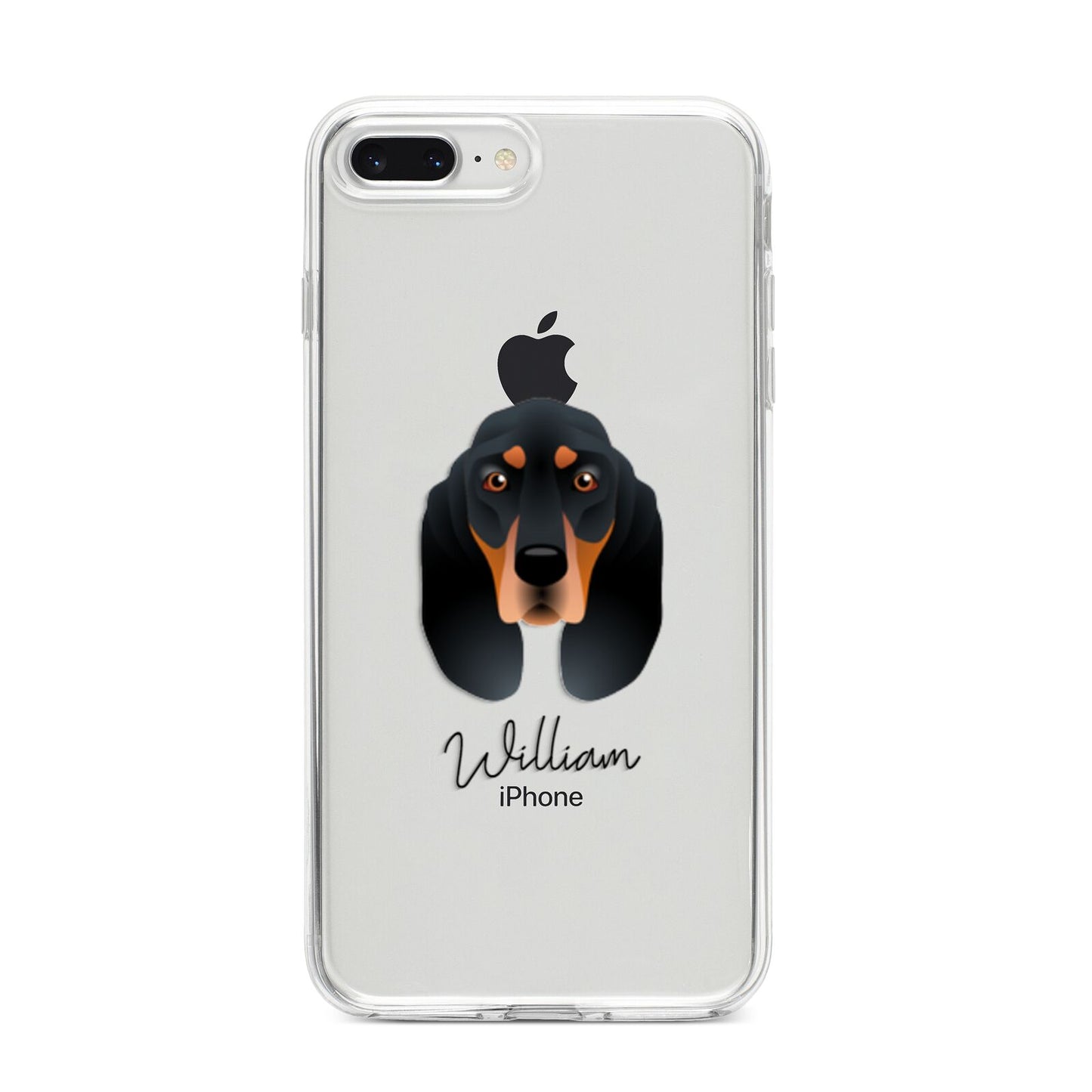 Black and Tan Coonhound Personalised iPhone 8 Plus Bumper Case on Silver iPhone