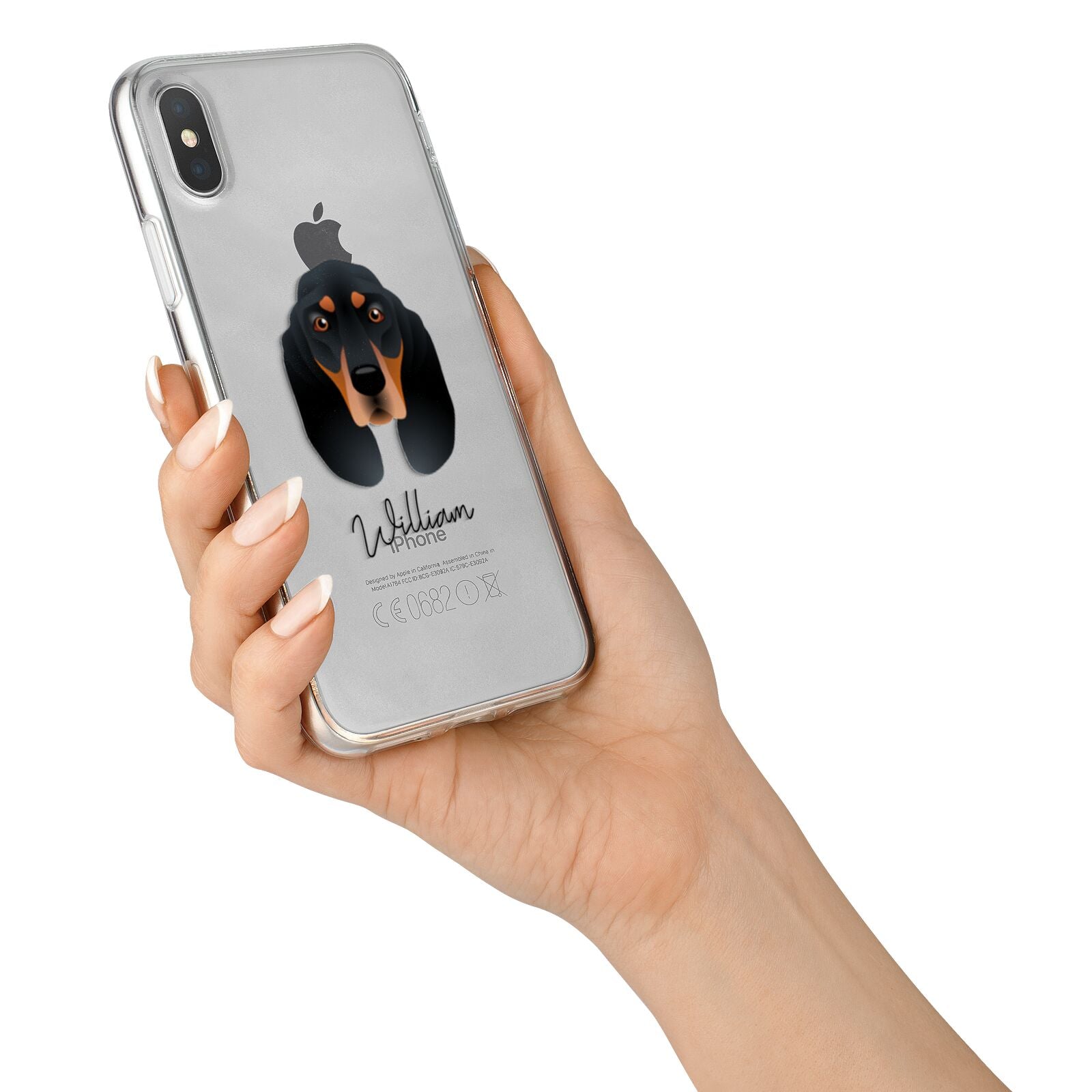 Black and Tan Coonhound Personalised iPhone X Bumper Case on Silver iPhone Alternative Image 2