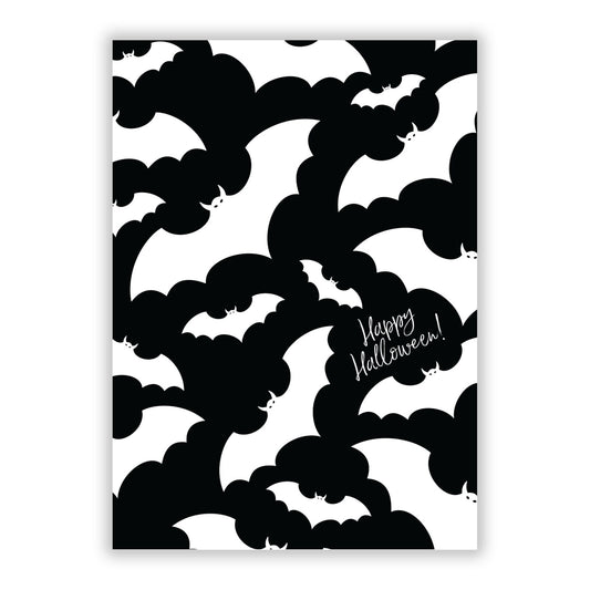 Black and White Bats A5 Flat Greetings Card