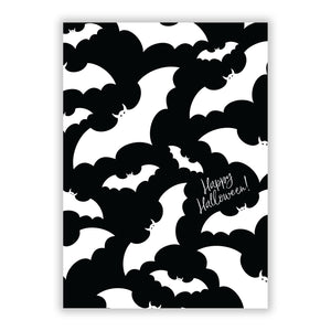 Black and White Bats Greetings Card