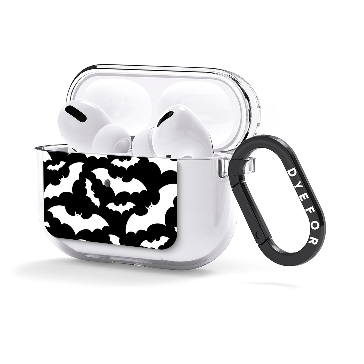 Black and White Bats AirPods Clear Case 3rd Gen Side Image