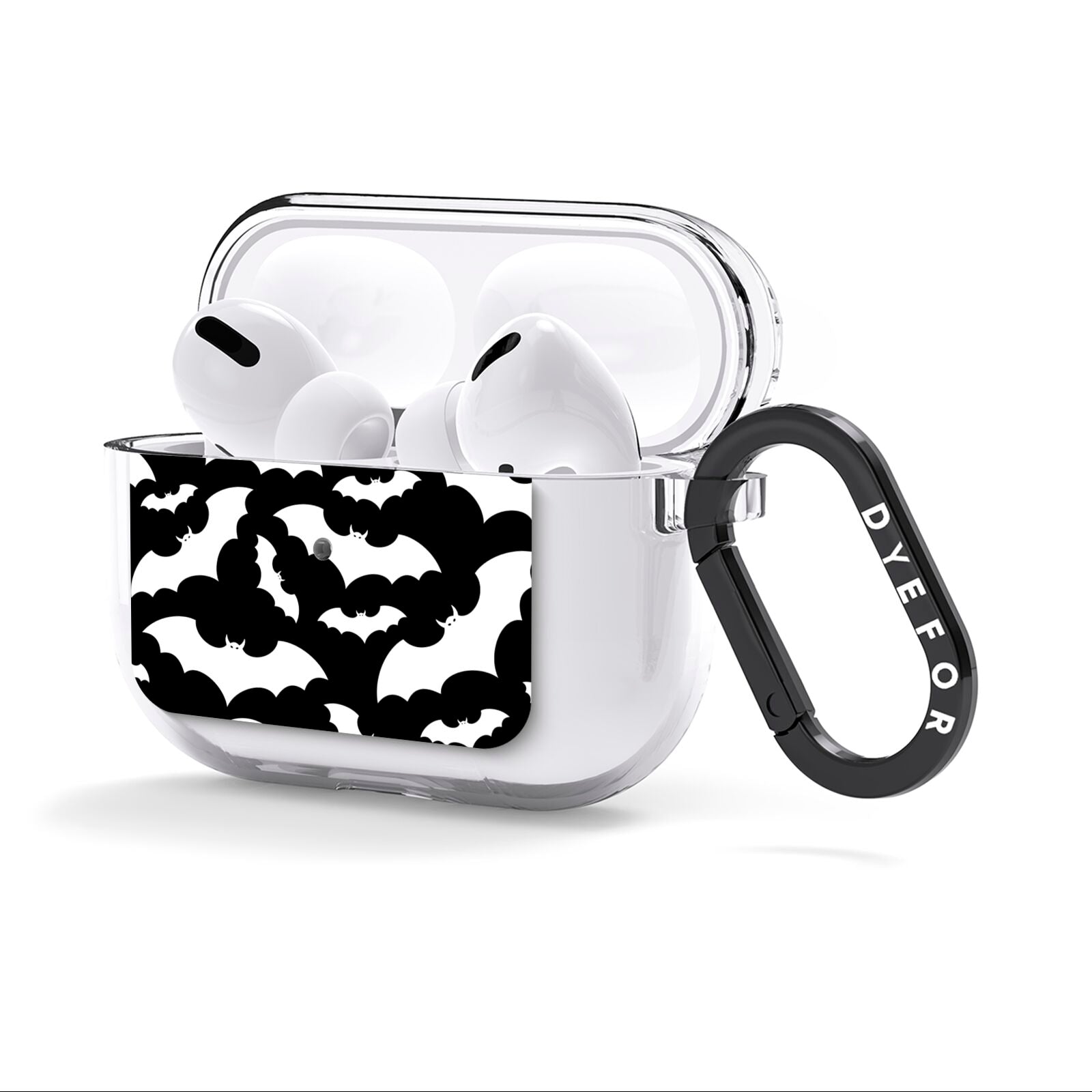 Black and White Bats AirPods Clear Case 3rd Gen Side Image