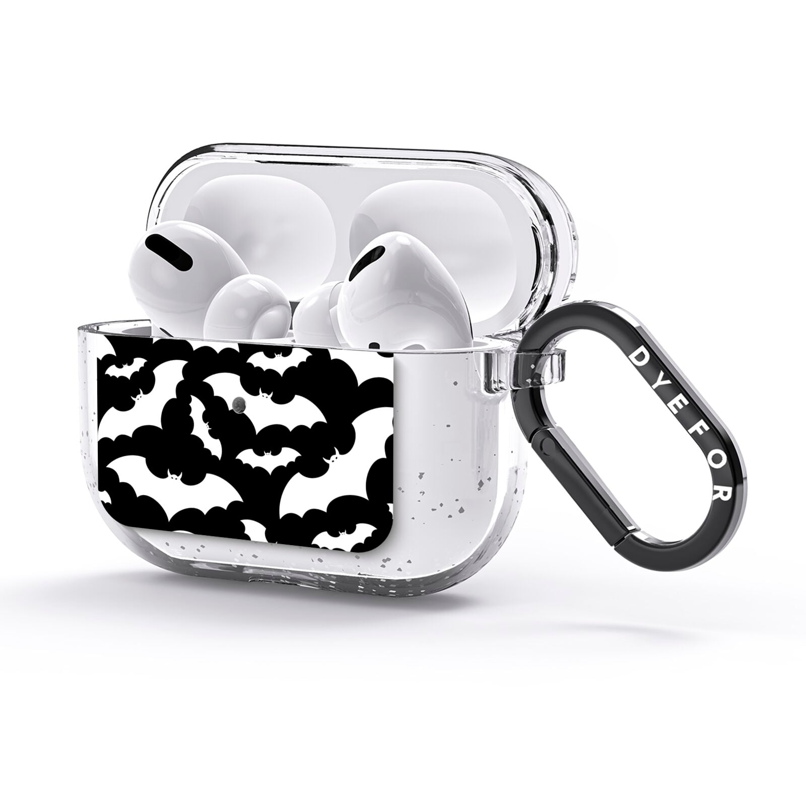Black and White Bats AirPods Glitter Case 3rd Gen Side Image