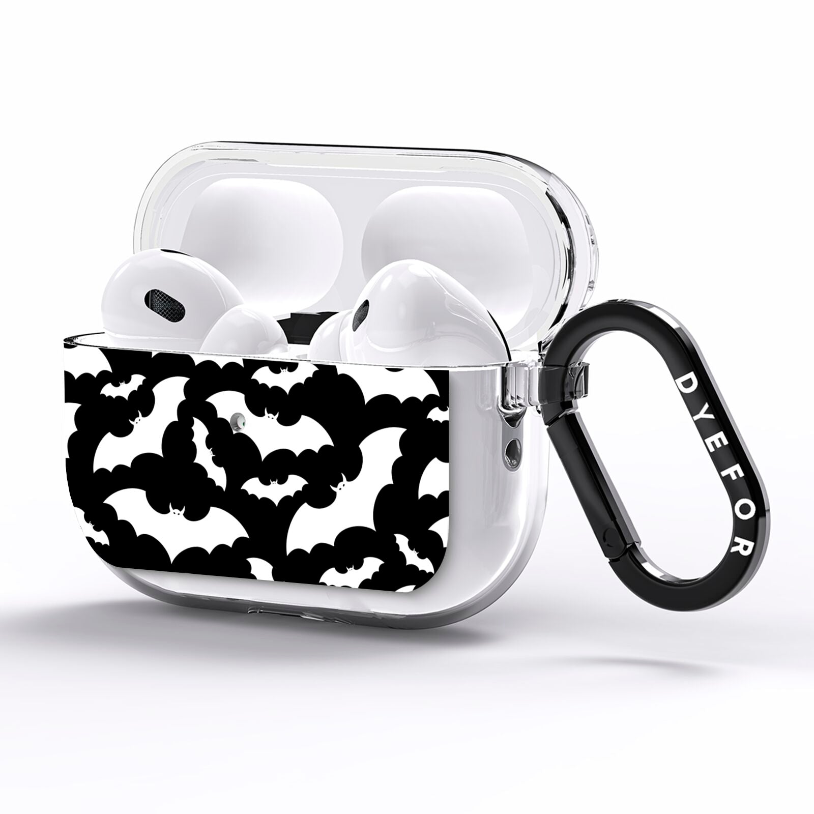 Black and White Bats AirPods Pro Clear Case Side Image