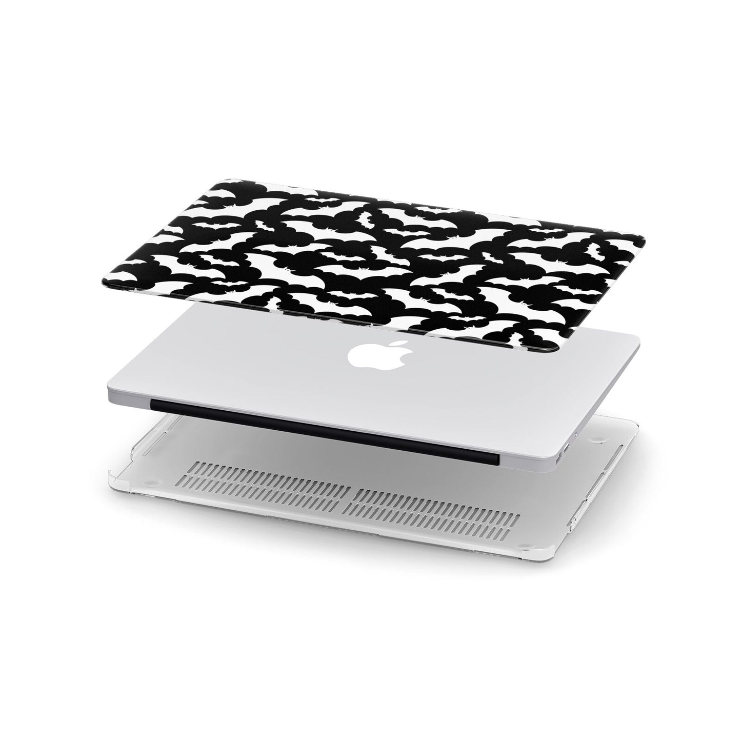 Black and White Bats Apple MacBook Case in Detail