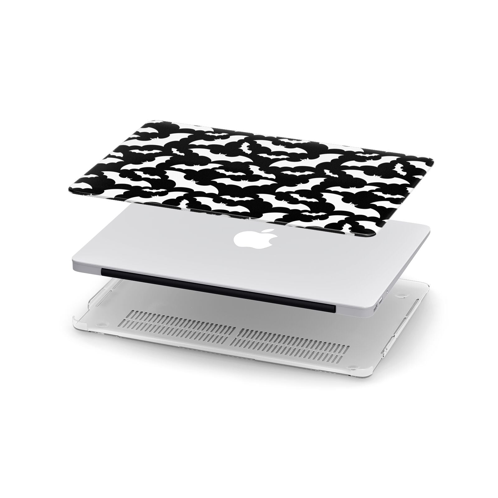 Black and White Bats Apple MacBook Case in Detail