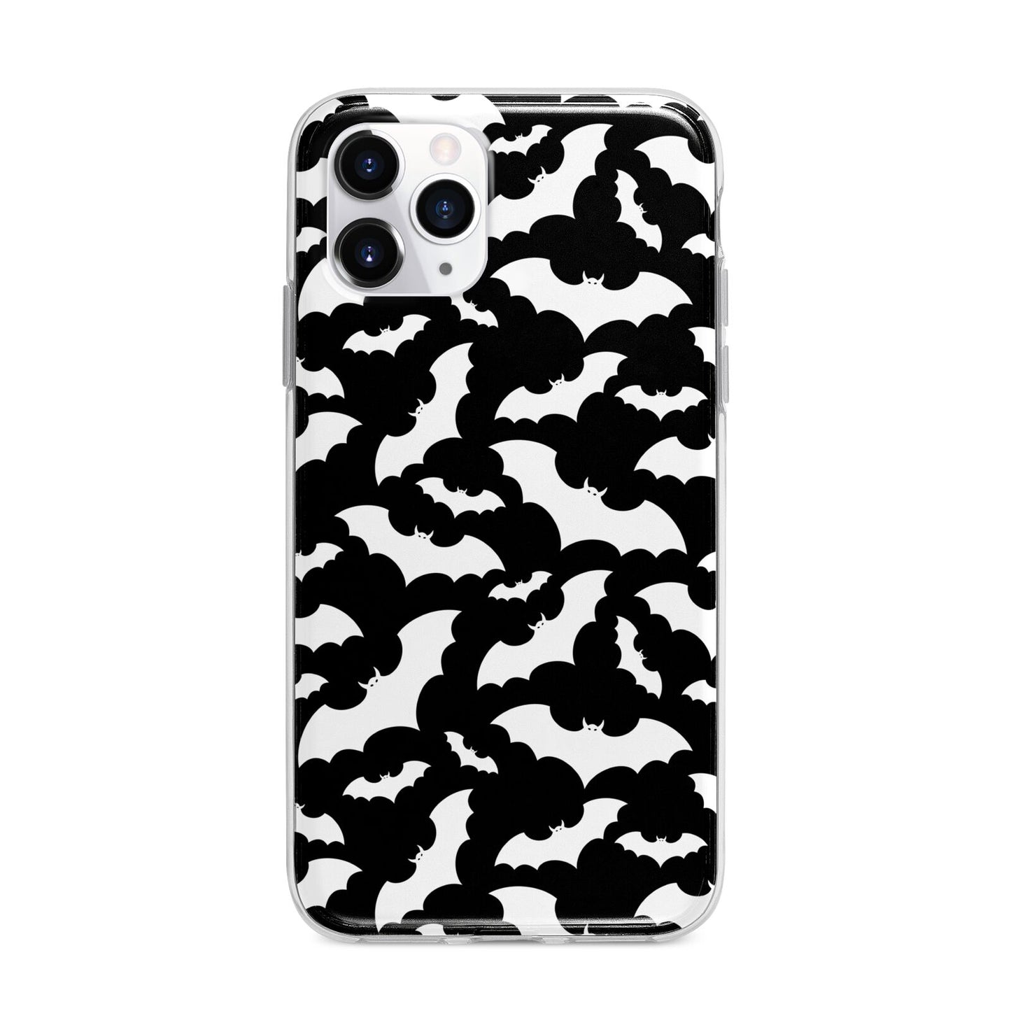 Black and White Bats Apple iPhone 11 Pro Max in Silver with Bumper Case